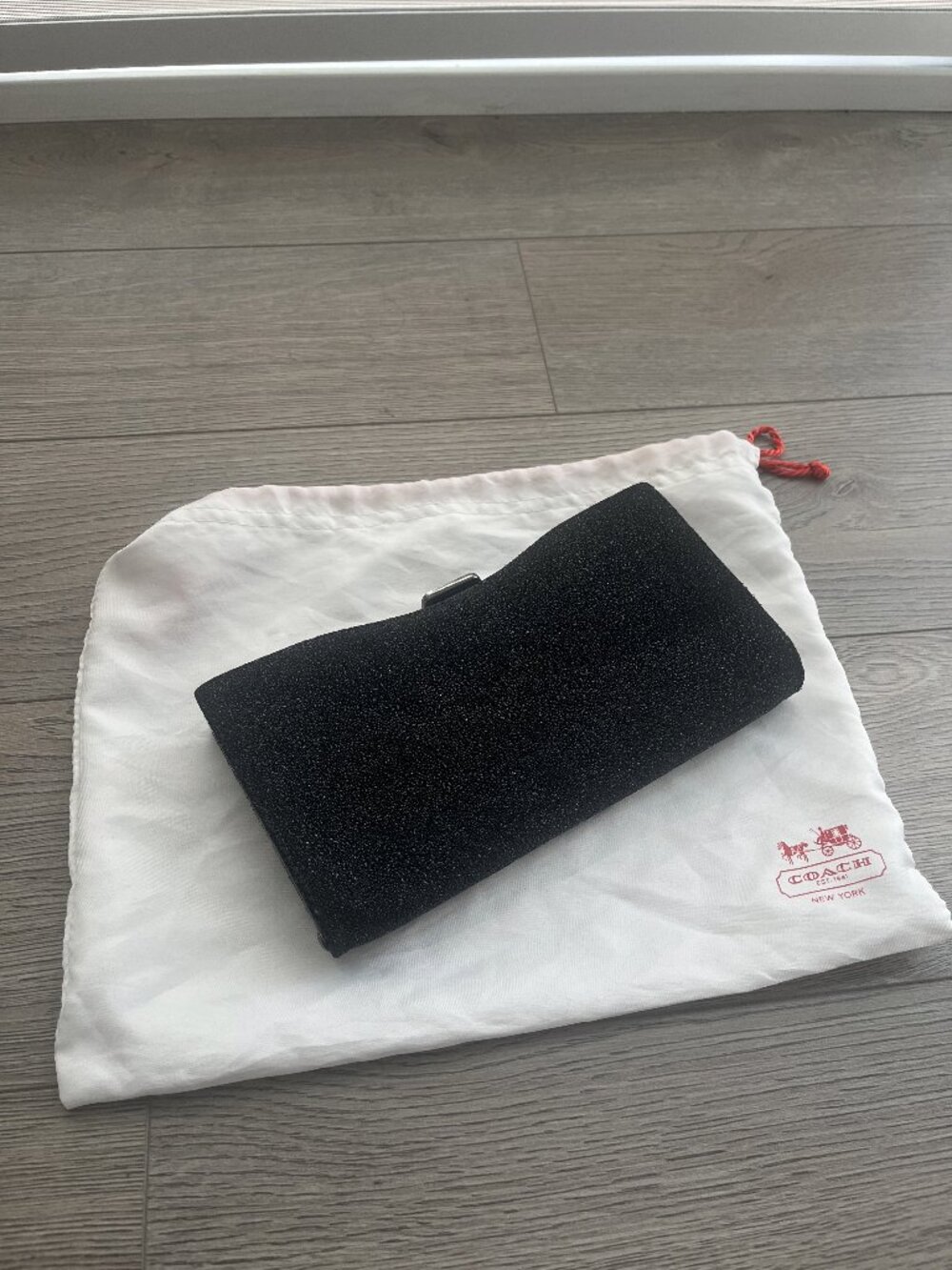 Coach Black Glitter Frame Clutch with Dust Bag